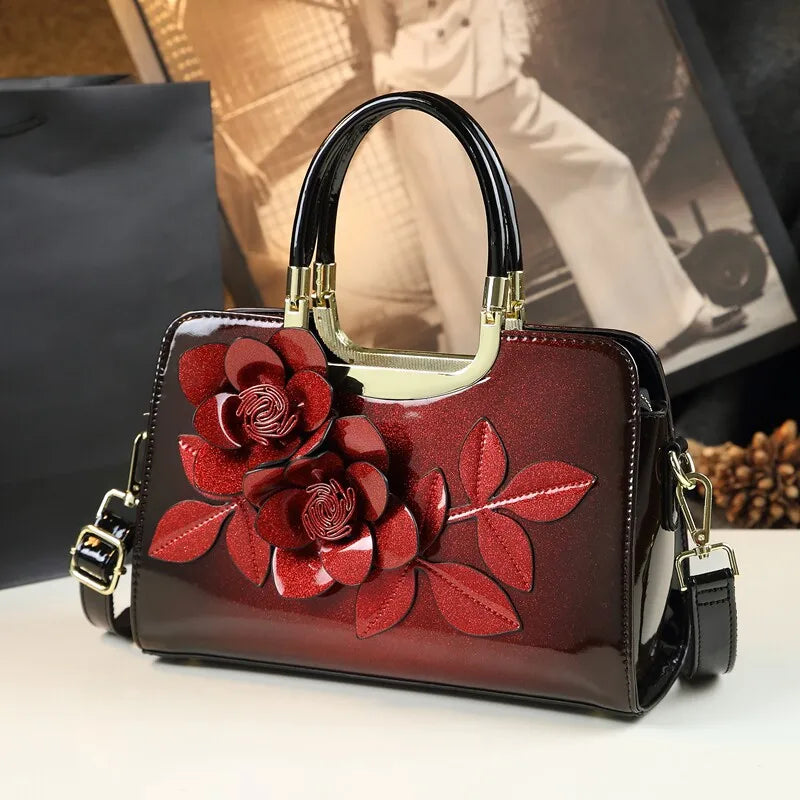 Flower Applique Tote Bag, Elegant PU Shoulder Bag - product photo 6