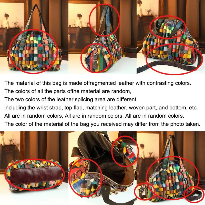 Woven Genuine Leather Tote, Large Shoulder Bag - product photo 3