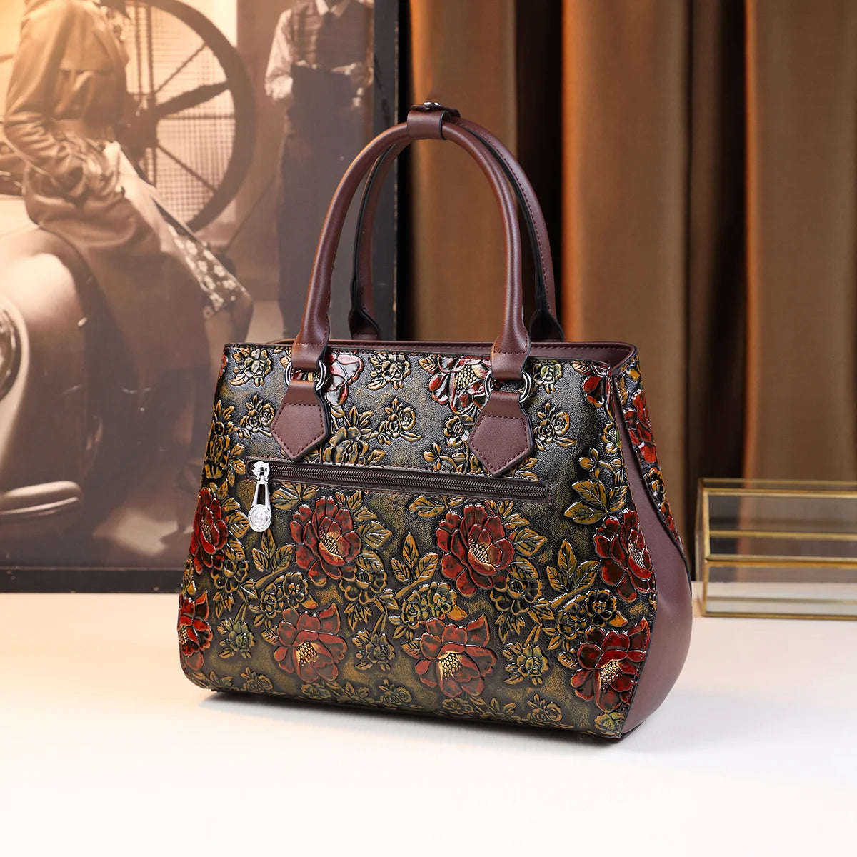 Vintage Top-Handle Satchel, Large Retro Crossbody - product photo 5