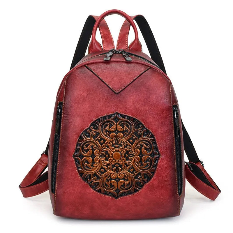 Retro Printed Backpack, Lightweight PU Daypack - product photo 4