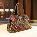 Woven Colour-Block Bucket Bag, Genuine Leather - product photo 1