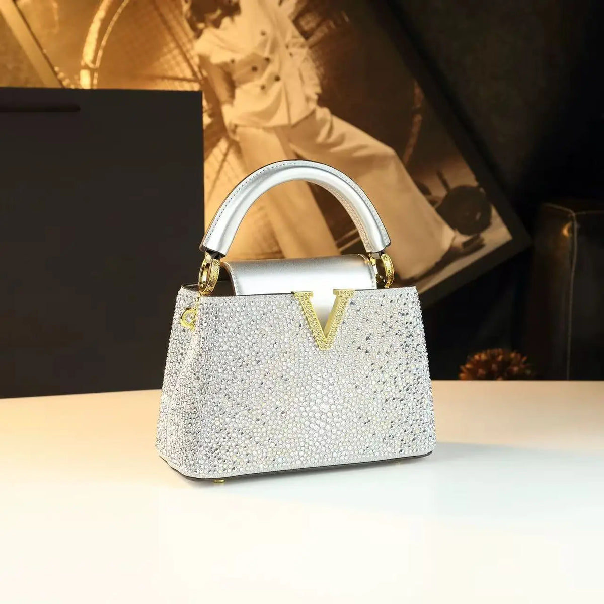 Rhinestone Bucket Bag, Bright Stone Shoulder Bag - product photo 6