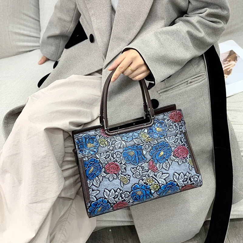 3D Floral Embossed Crossbody Bag, Vintage Shoulder Bag - product photo 4