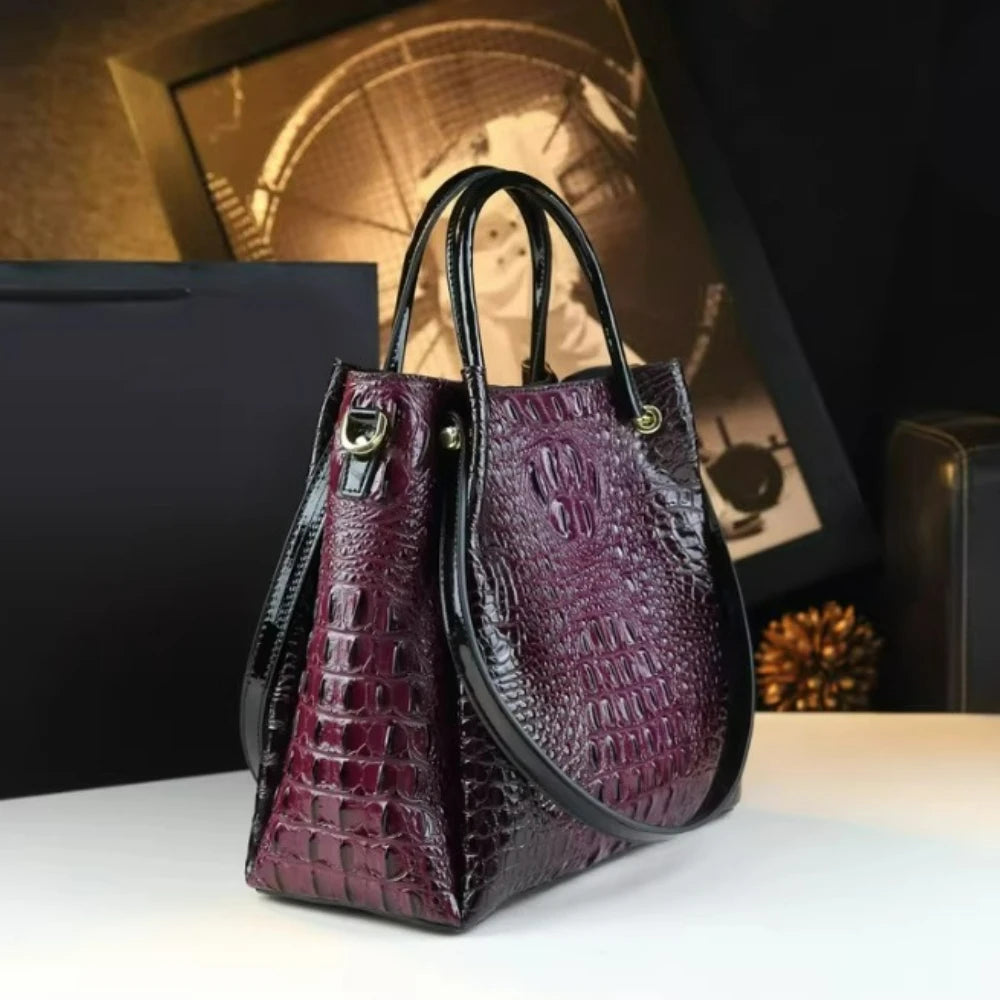 Crocodile-Pattern Bucket Bag, Retro Shoulder Handbag - product photo 5