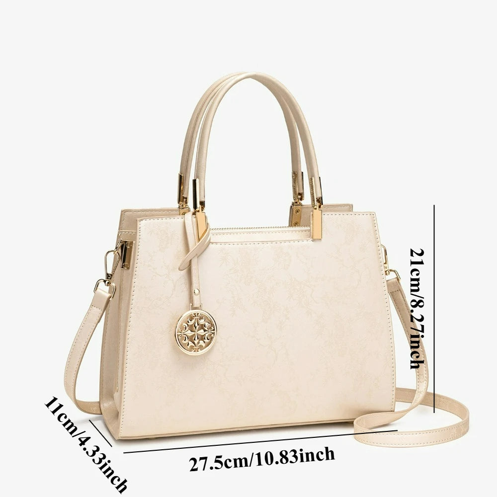 Embroidered Commuter Tote, Chinese-Style Shoulder Bag - product photo 4