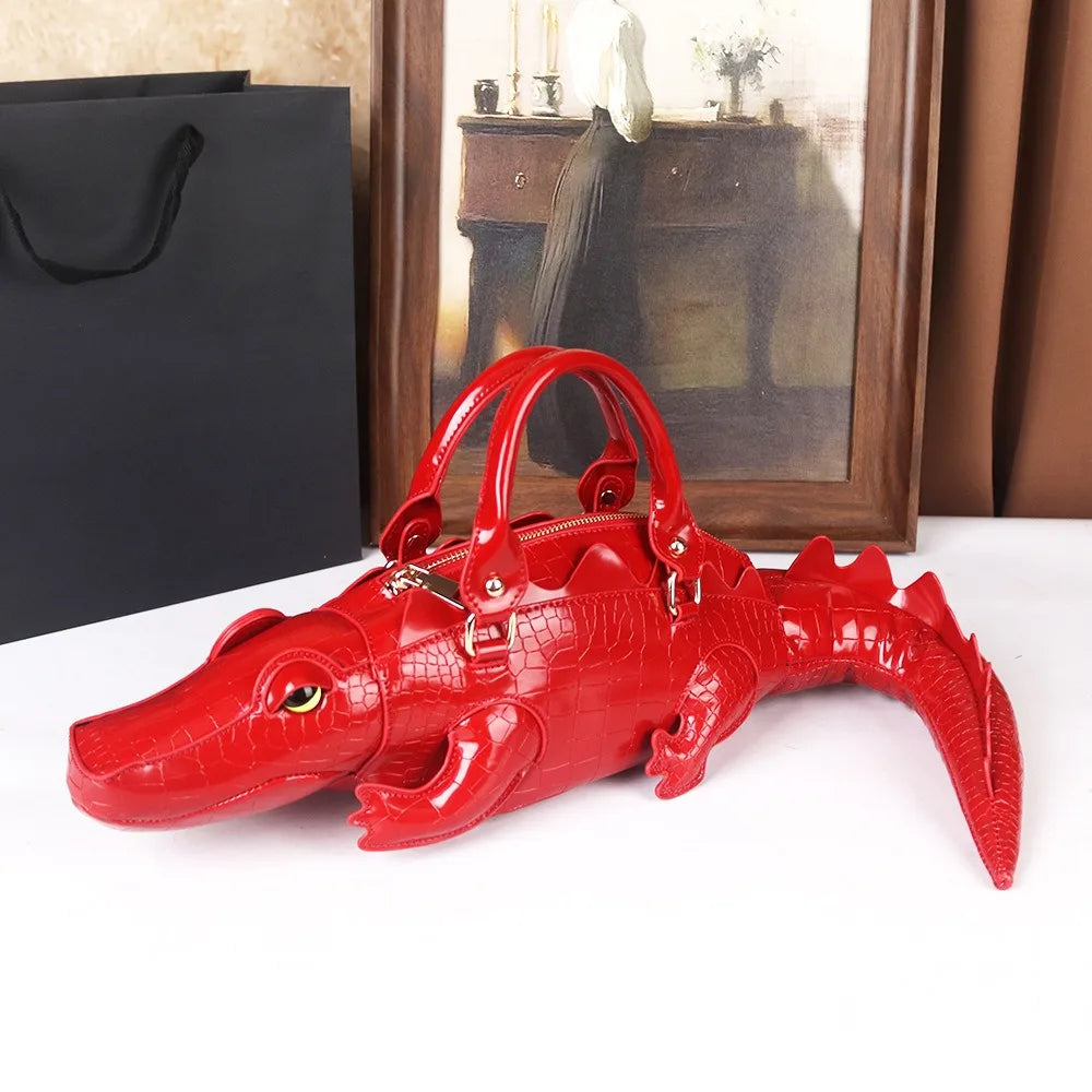3D Crocodile Shaped Bag, Novelty Top-Handle Purse - product photo 5