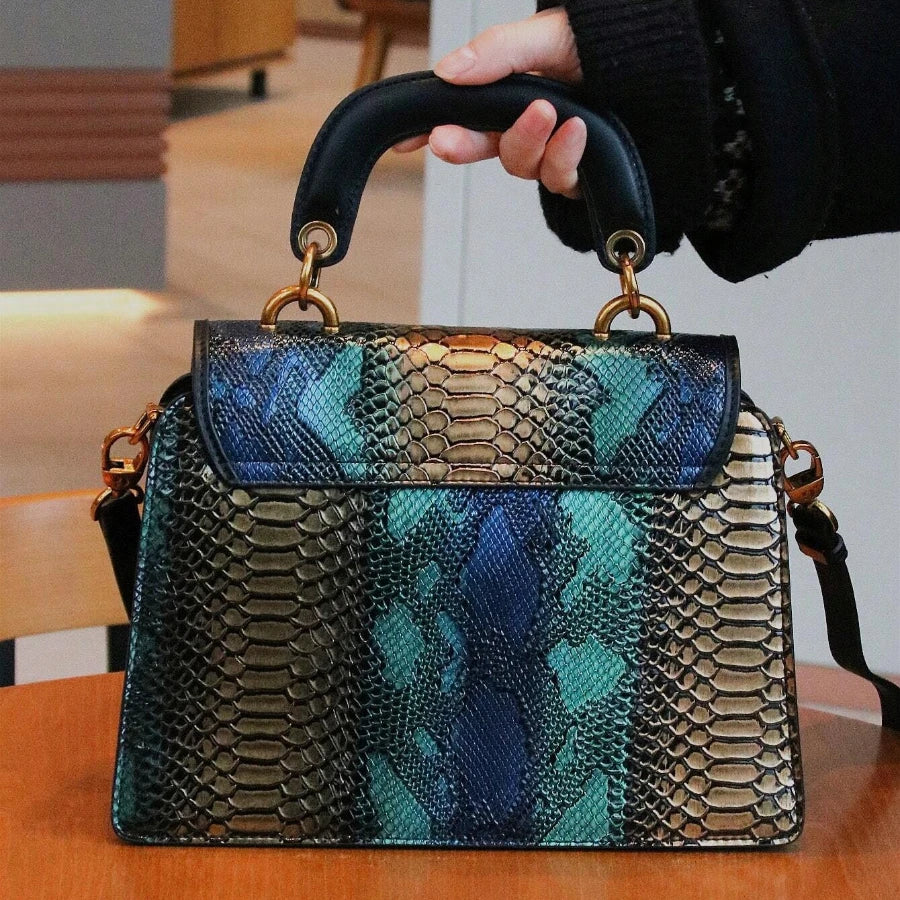 Snake-Pattern Boston Bag, PU Crossbody Handbag - product photo 5