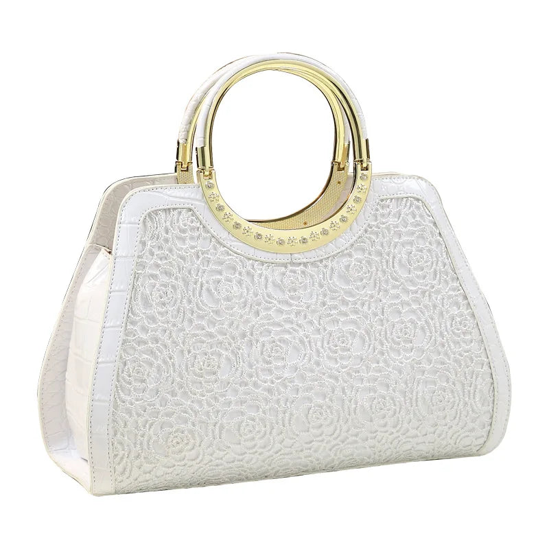Croc-Pattern Lace Shell Bag, Soft Crossbody Handbag - product photo 5
