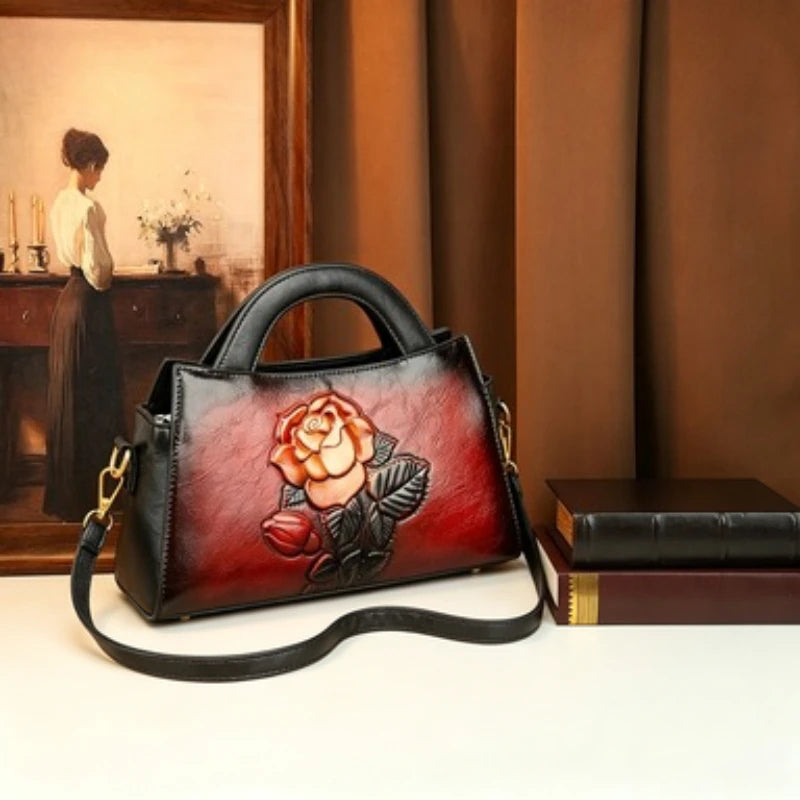 3D Floral-Embossed Clutch, Carved Flower Shoulder Pouch - product photo 2