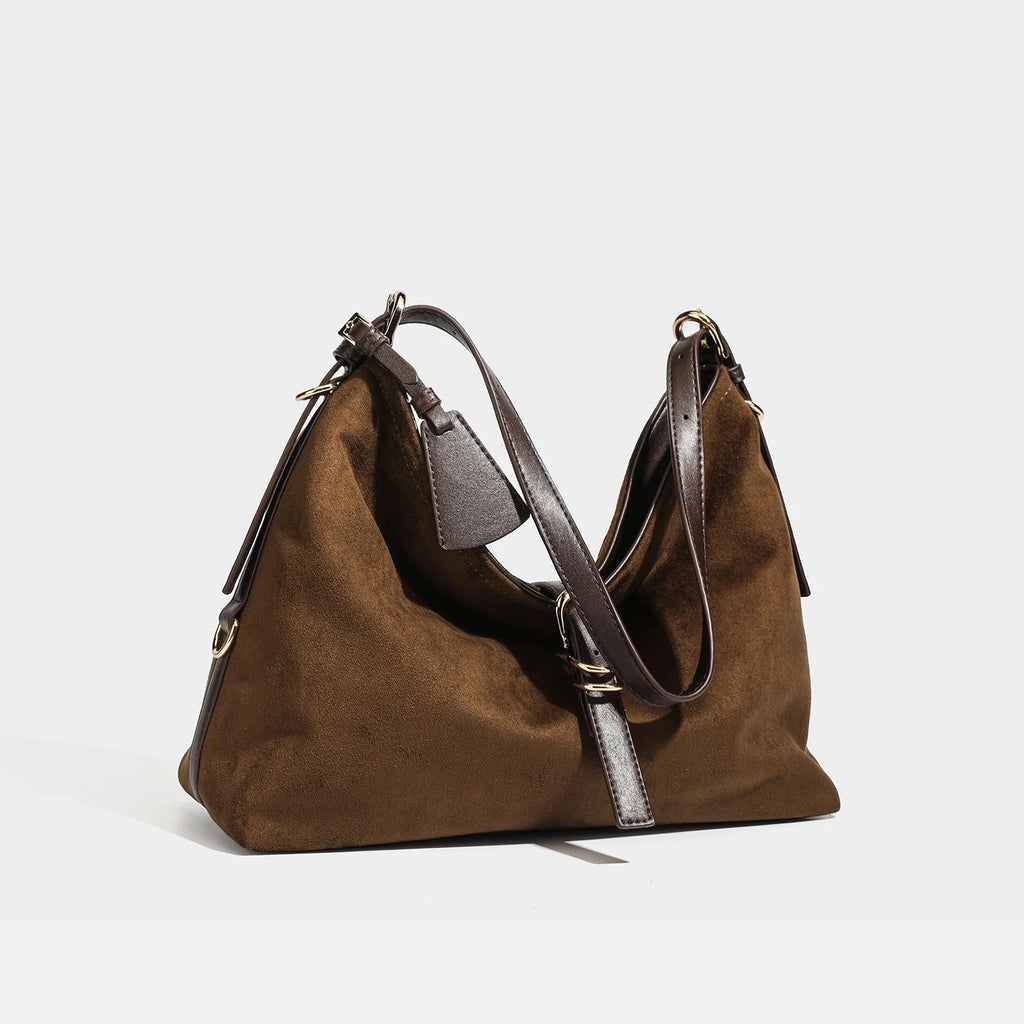 Faux-Suede Crescent Hobo Bag, Slouchy Shoulder Bag - product photo 6
