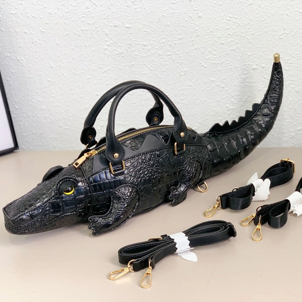 3D Crocodile Shaped Bag, Novelty Top-Handle Purse - product photo 3