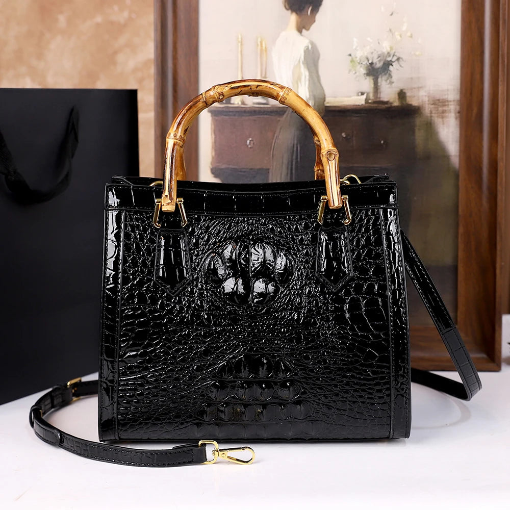Croc-Pattern Crossbody Tote Bag, Roomy Everyday Bag - product photo 1