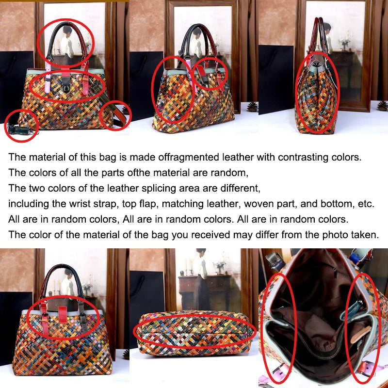Woven Leather Crossbody Bag, Large-Capacity Shoulder Tote - product photo 3