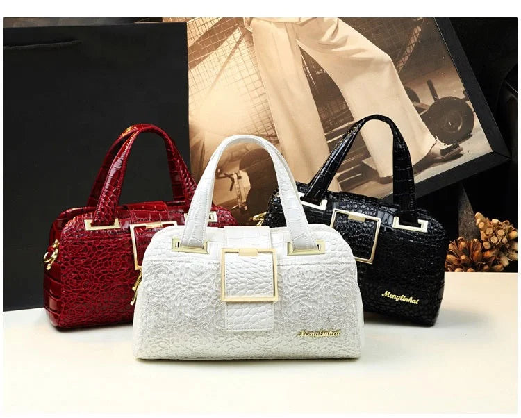 Floral Embroidered Shoulder Handbag, Zip PU Bag - product photo 6