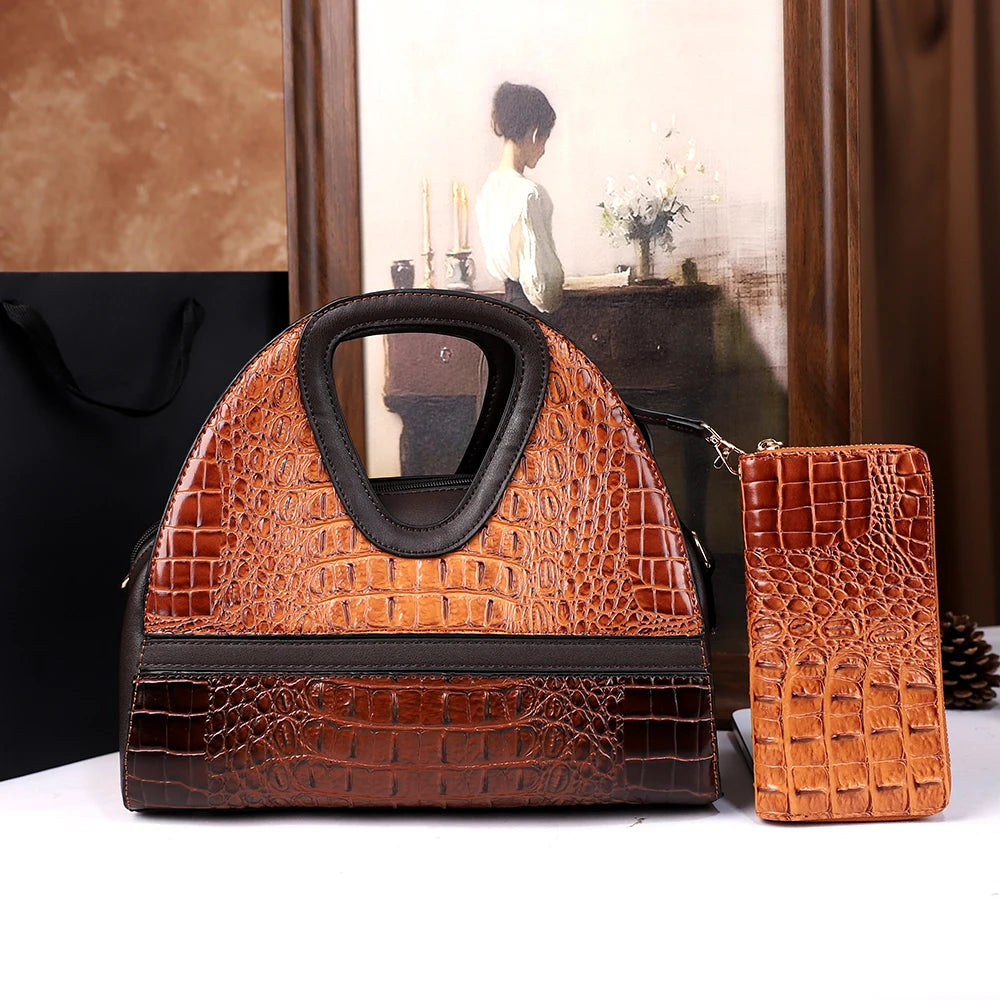 Croc-Pattern Crossbody Bag with Magnetic Closure - product photo 1