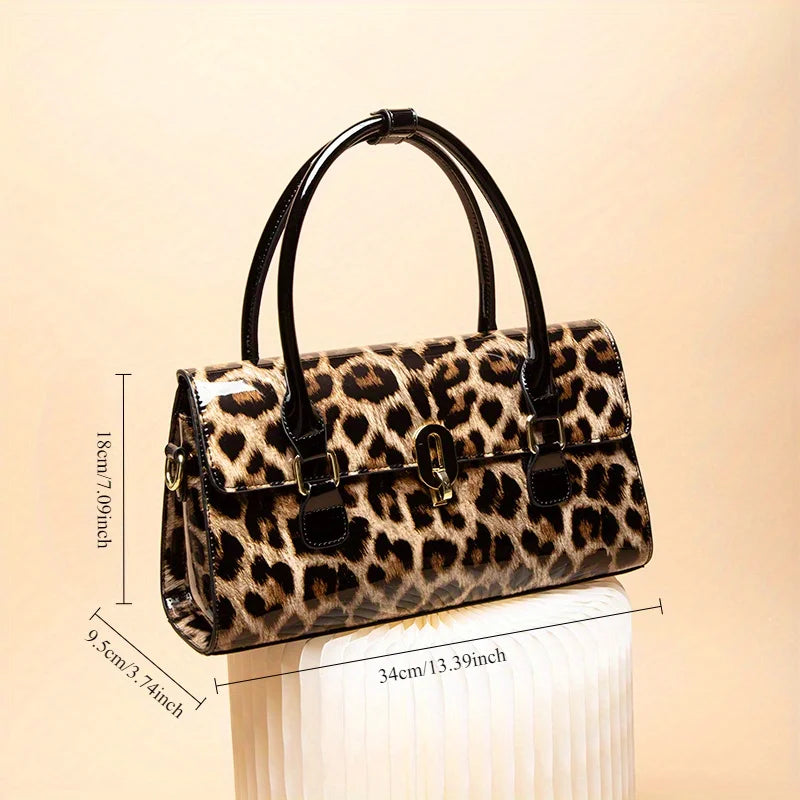 Leopard-Print Shoulder Tote, Soft Everyday Bag - product photo 4