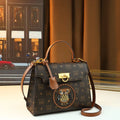 Owl Print Boston Bag, Typographic PU Shoulder Tote - product photo 1
