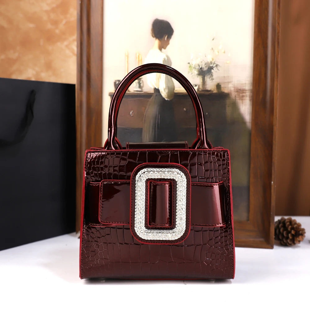 Diamond-Encrusted Croc Bag, Niche PU Shoulder Bag - product photo 3