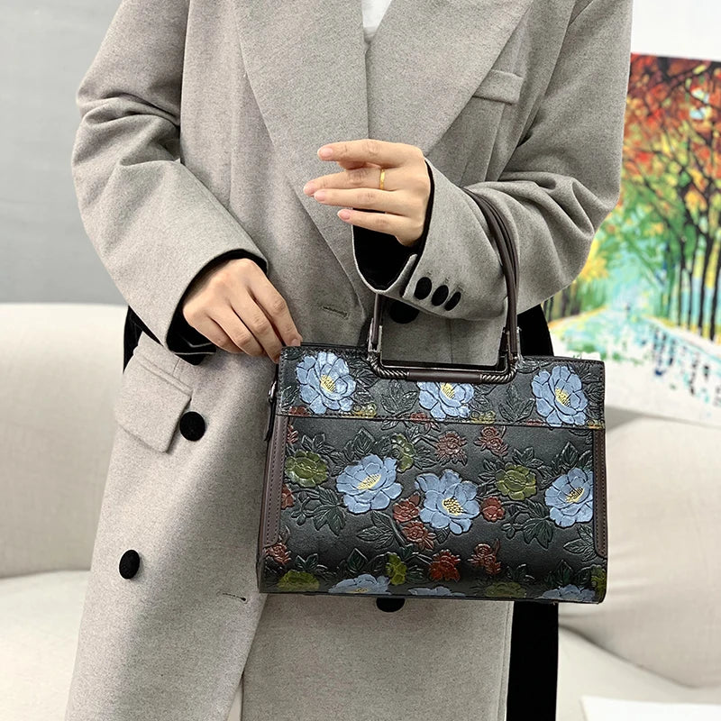 3D Floral Embossed Crossbody Bag, Vintage Shoulder Bag - product photo 3
