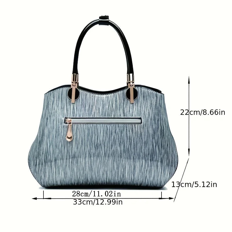 Silver Satchel Bag, Solid-Colour Crossbody Purse - product photo 5