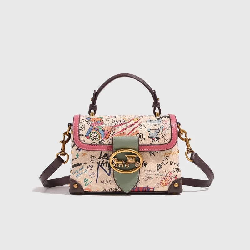 Cartoon Print Top-Handle Bag, Adjustable Crossbody - product photo 5