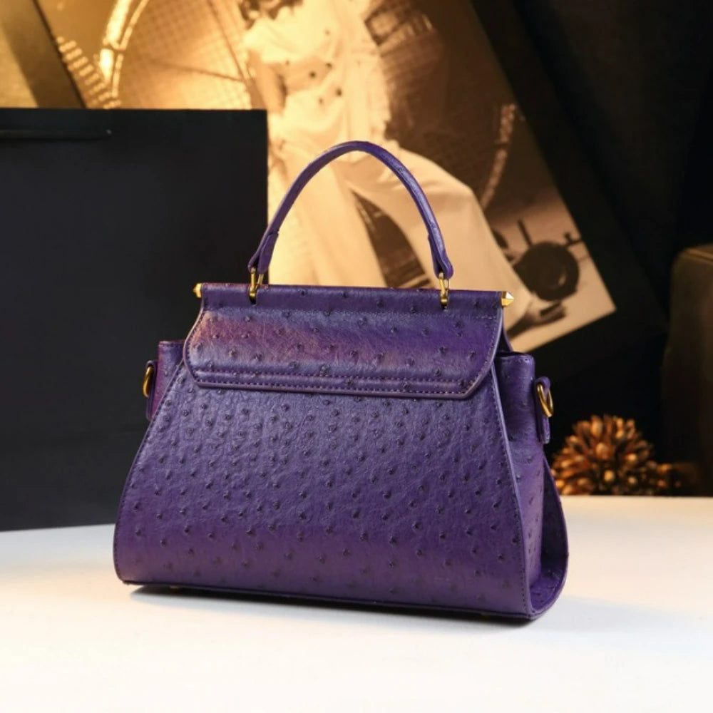 Ostrich-Pattern Shoulder Bag, Large PU Crossbody - product photo 6