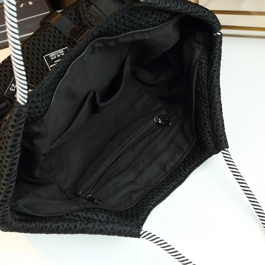 Mesh Bucket Bag with Cartoon Graphic, Travel Tote - product photo 4