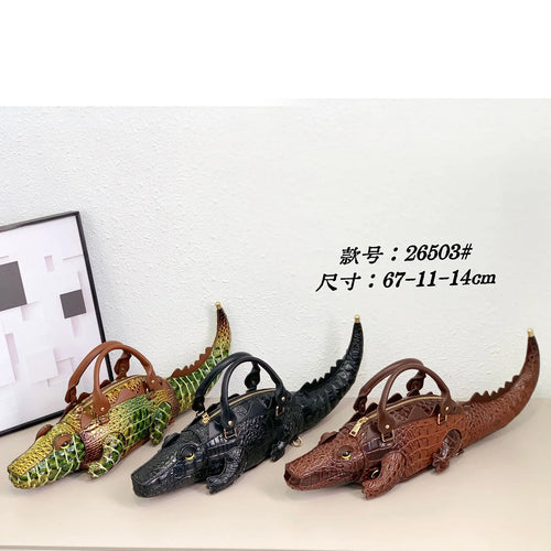 3D Crocodile Shaped Bag, Novelty Top-Handle Purse - product photo 2