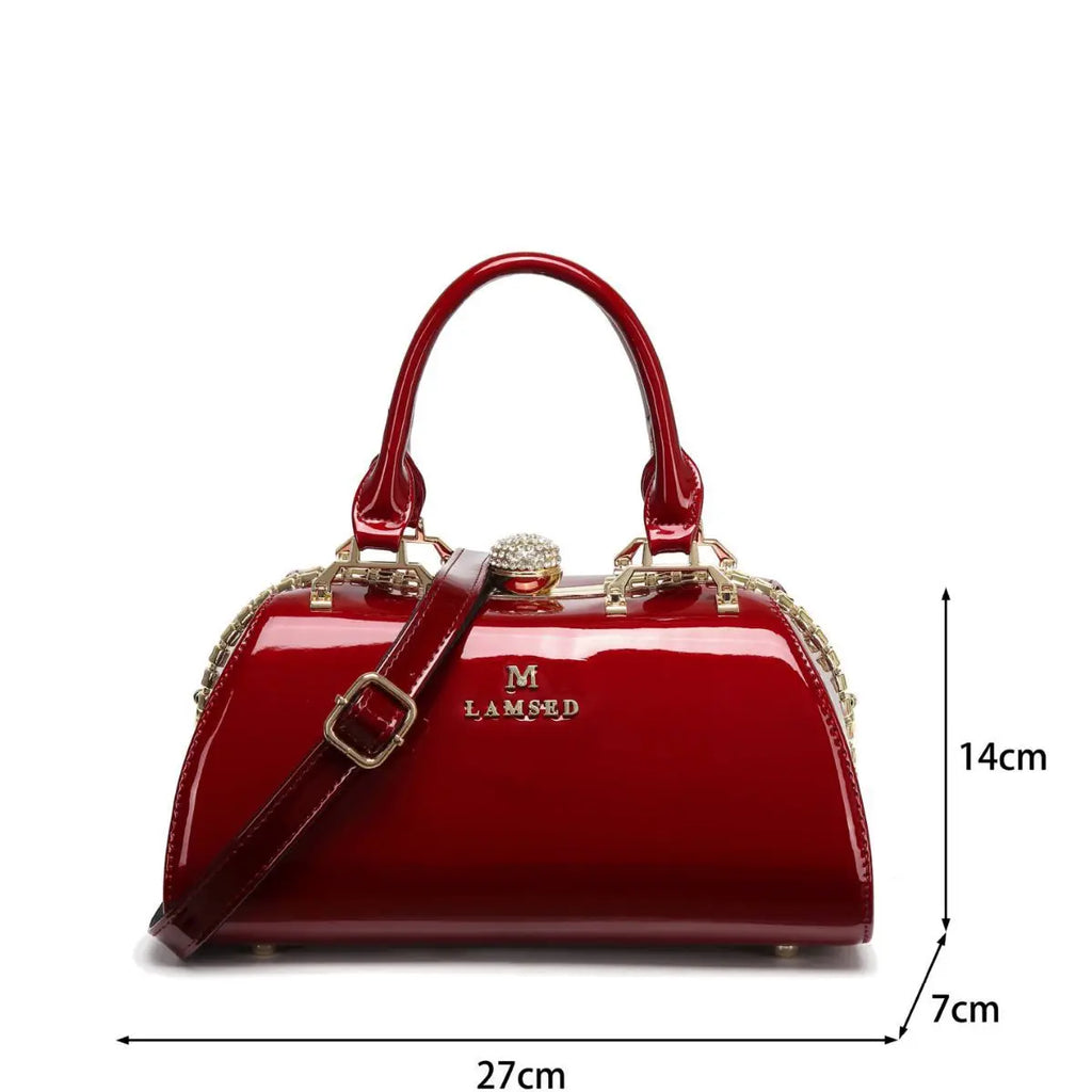 Solid-Colour Shoulder Bag with Stone Detail - product photo 5