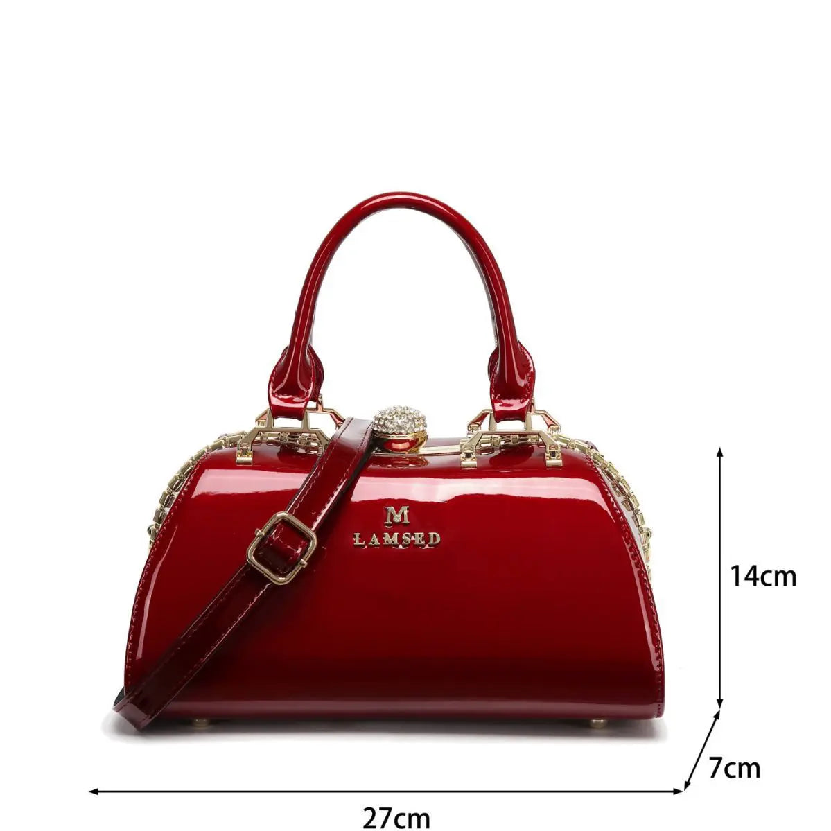 Solid-Colour Shoulder Bag with Stone Detail - product photo 5