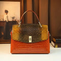 Genuine Leather Croc-Embossed Satchel, Top-Handle Bag - product photo 1