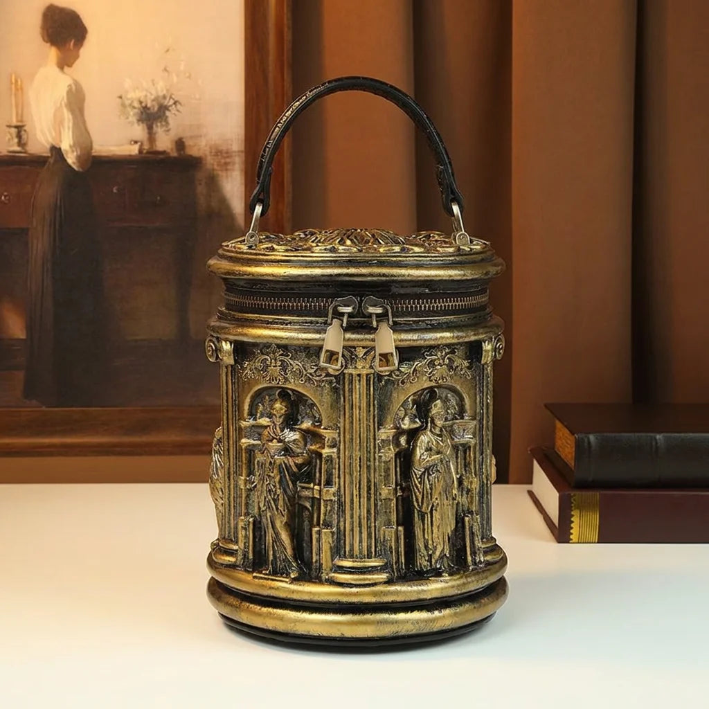 Embossed Barrel Bag, Vintage PU Crossbody - product photo 1