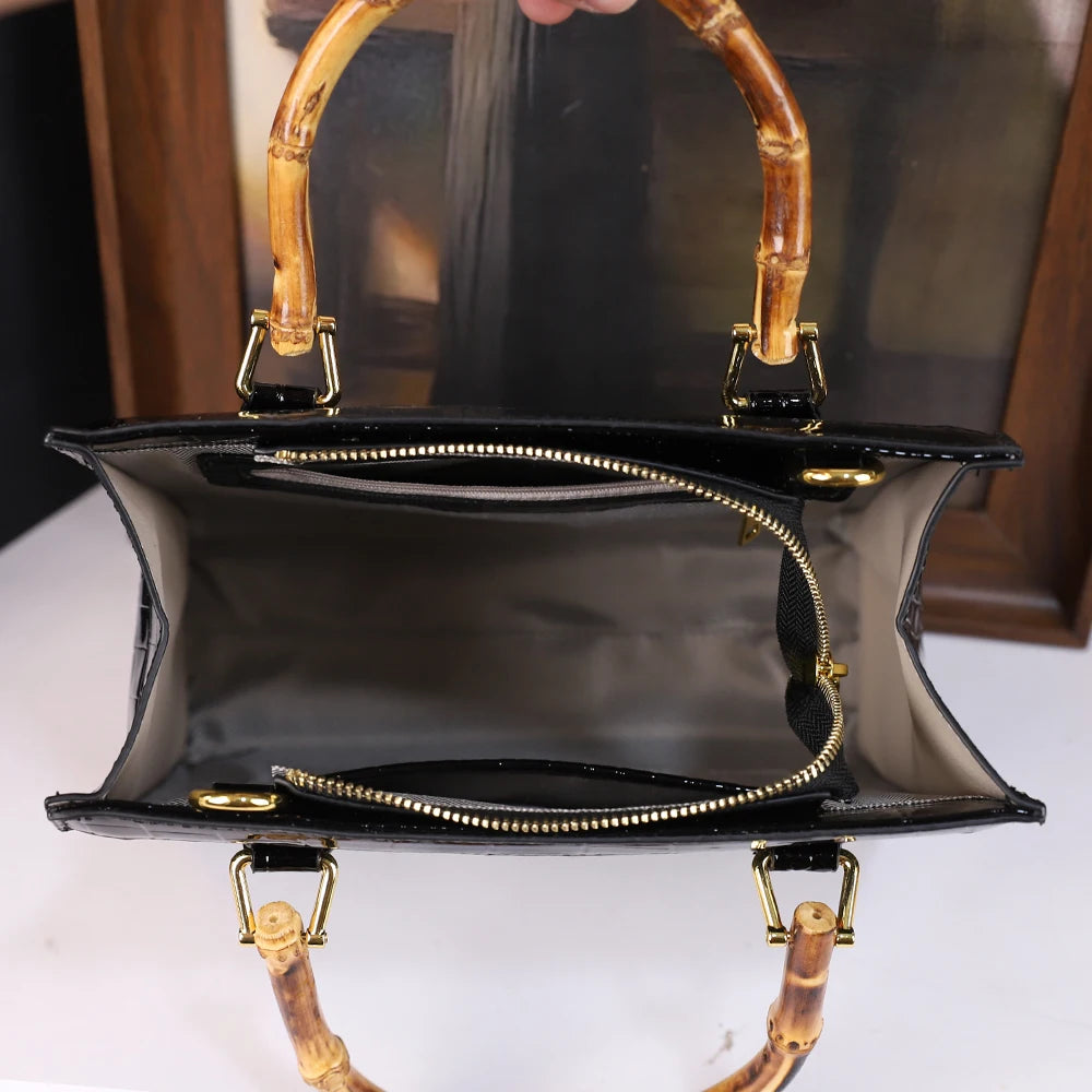 Croc-Pattern Crossbody Tote Bag, Roomy Everyday Bag - product photo 6