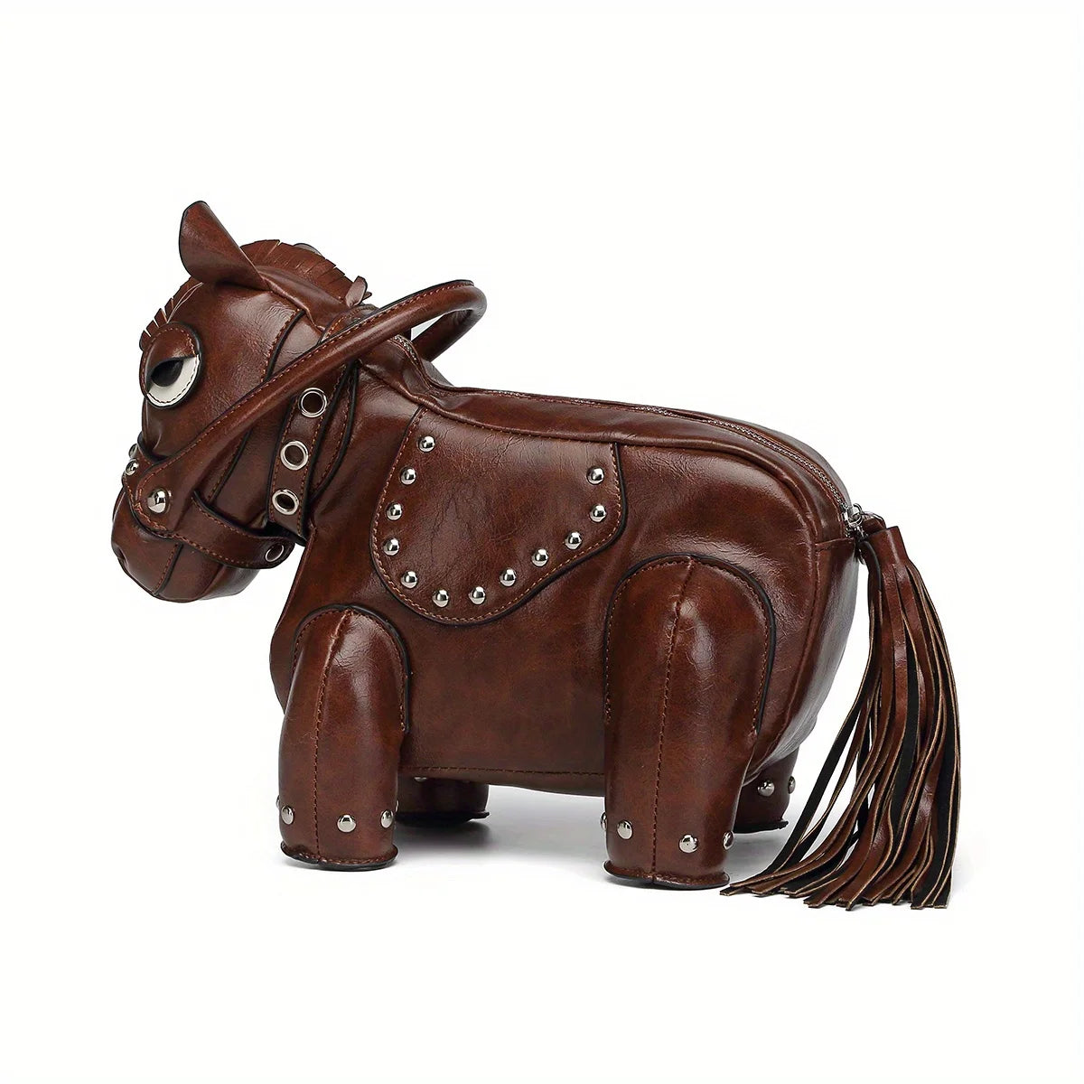 Horse-Shaped Crossbody Bag with Tassel Trim - product photo 6