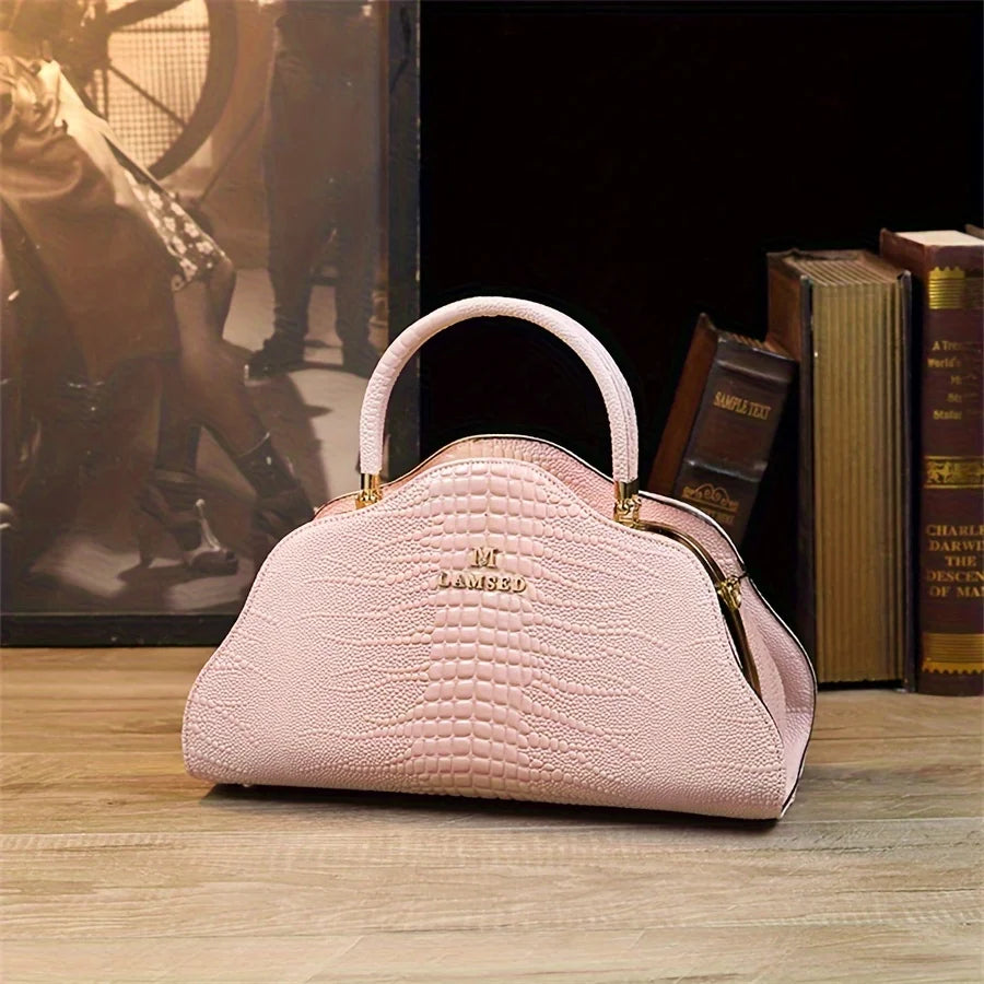 Croc-Pattern Rhinestone Clutch, Evening Bag with Strap - product photo 3