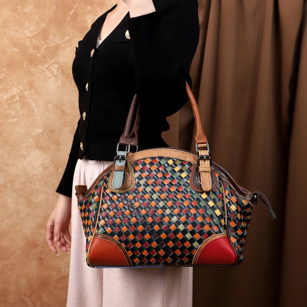 Hand-Woven Genuine Leather Shell Bag, Large Crossbody - product photo 5