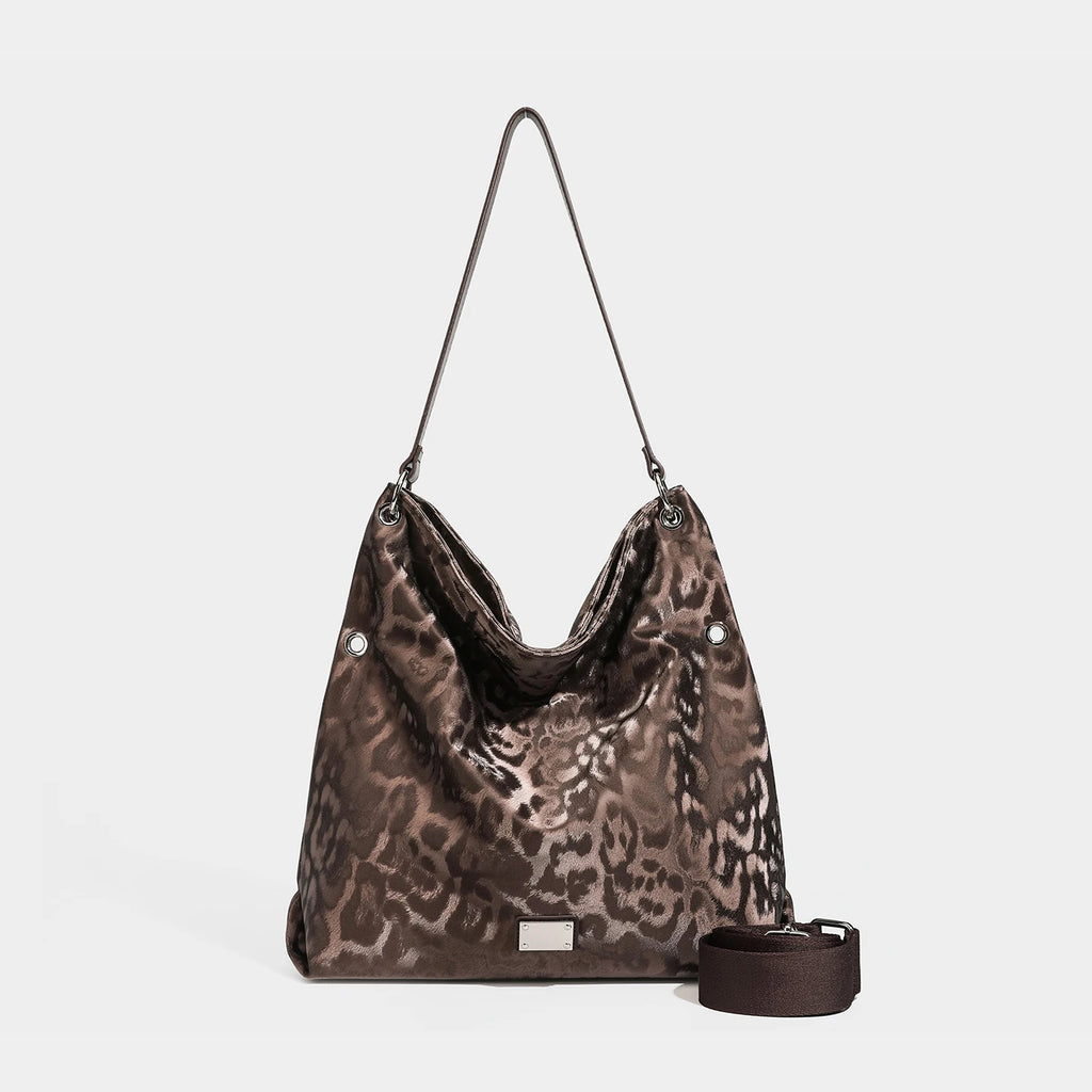 Leopard Velvet Hobo Bag, Animal Print Shoulder Tote - product photo 2