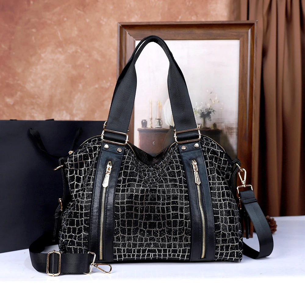 Sequin-Embellished PU Tote, Large-Capacity Shoulder Bag - product photo 1