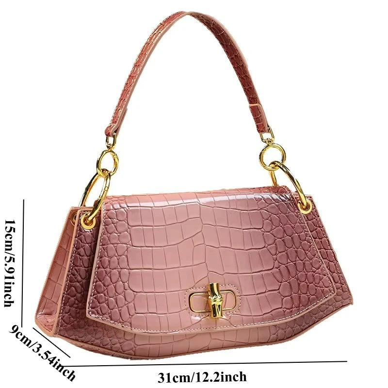 Stone-Pattern Underarm Bag with Rotary Buckle - product photo 4