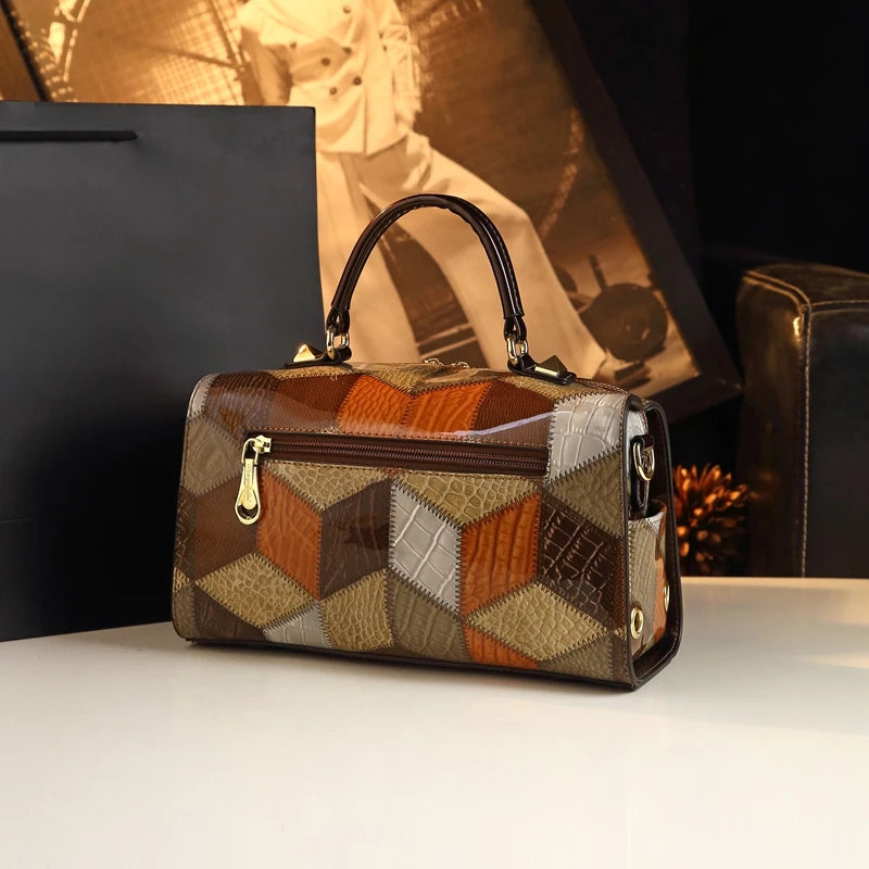 Geometric Print Pillow Bag with Tassel, Retro PU Handbag - product photo 4