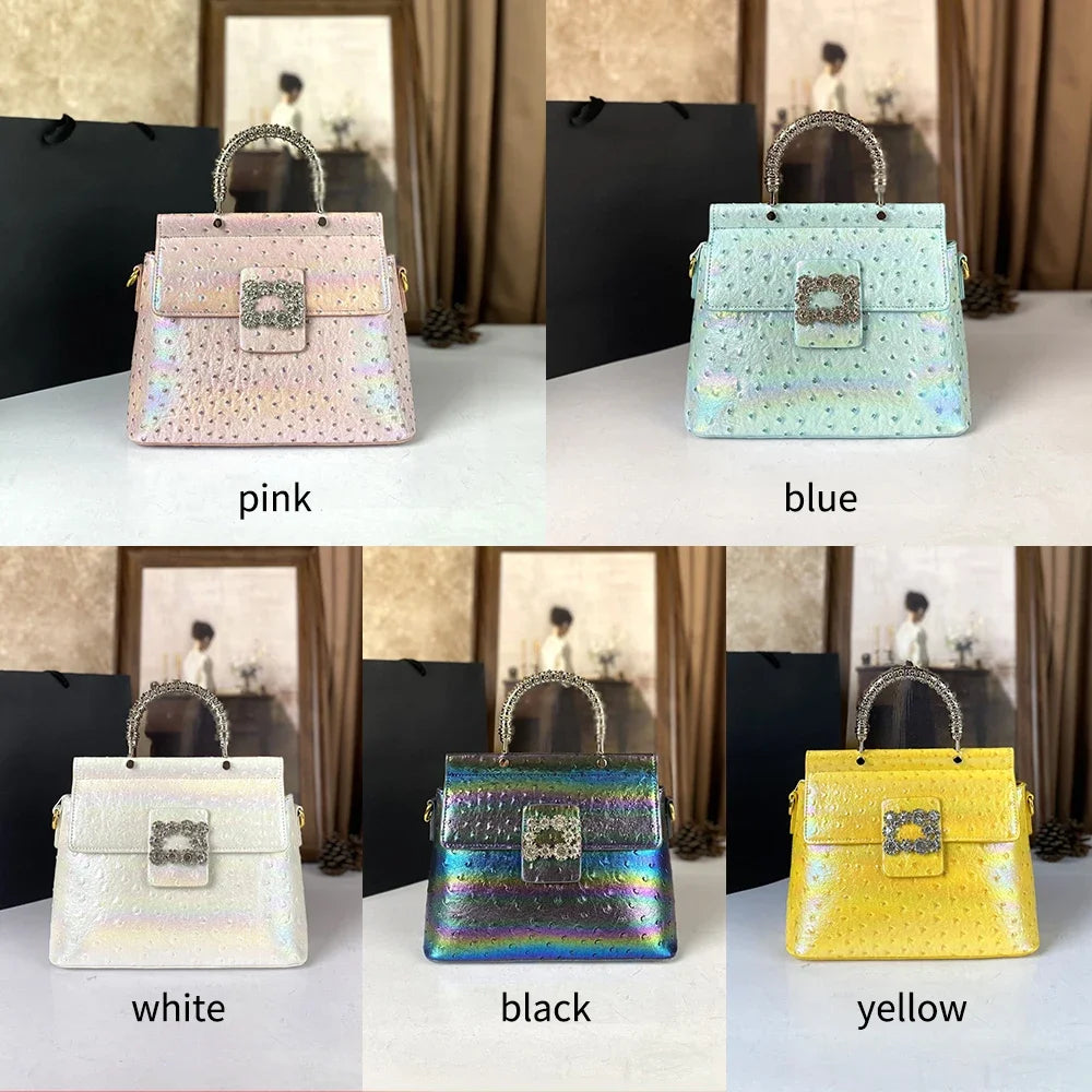 Laser-Light Crossbody Handbag, Ostrich-Pattern PU Bag - product photo 3