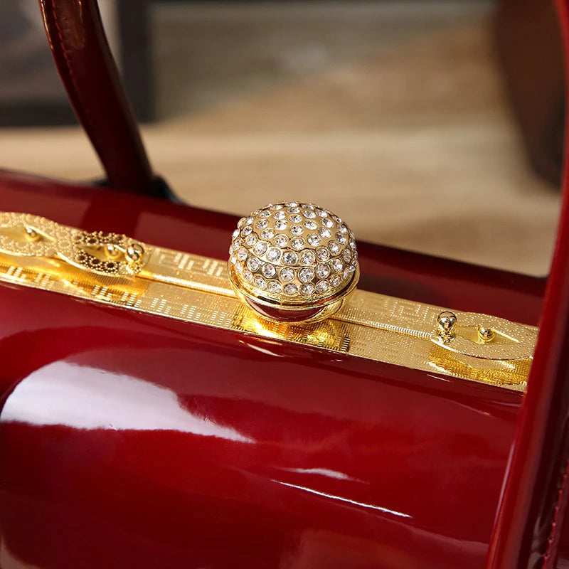 Diamond-Studded Mini Handbag with Twilly Scarf, Adjustable Strap - product photo 3
