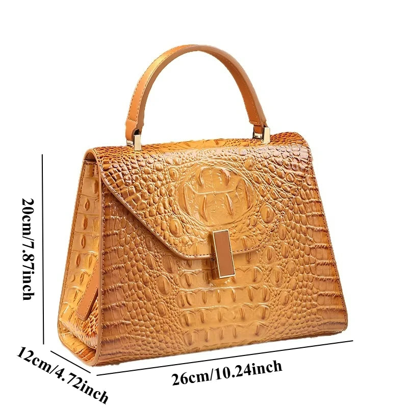Croc-Pattern Square Bag, Versatile Shoulder Handbag - product photo 4