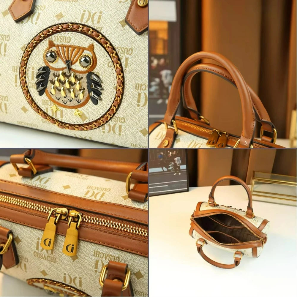Owl Rivet Pillow Bag, Letter-Print Shoulder Bag - product photo 6