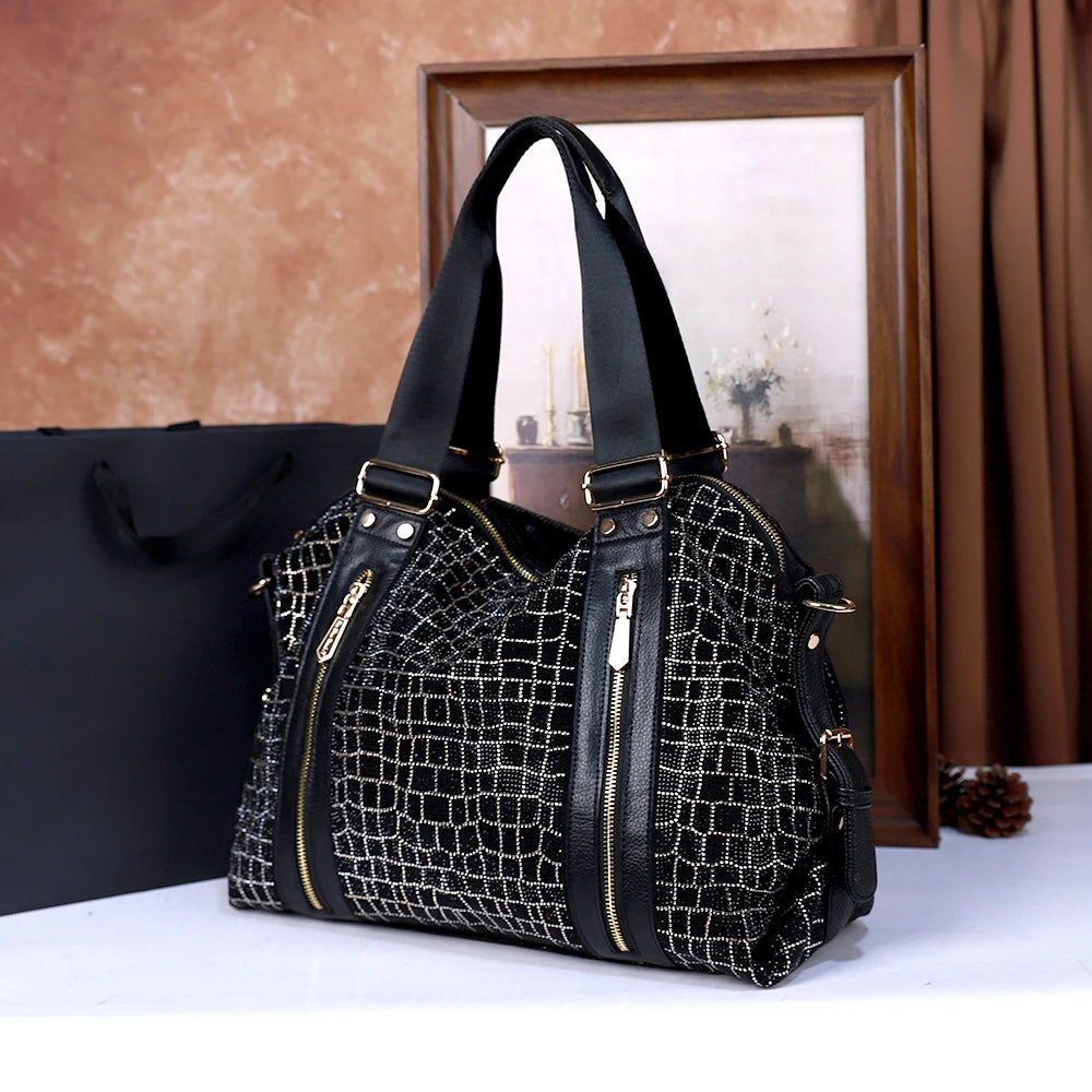 Sequin-Embellished PU Tote, Large-Capacity Shoulder Bag - product photo 2