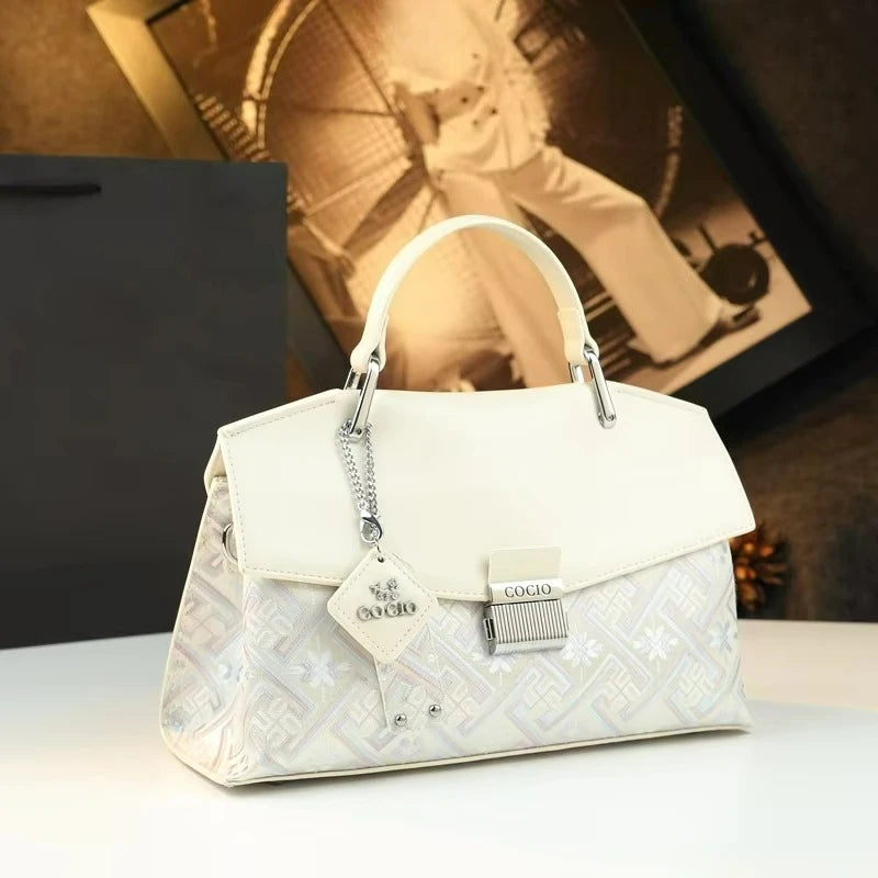 Embroidered Chinese-Style Shoulder Bag with Tassel - product photo 2
