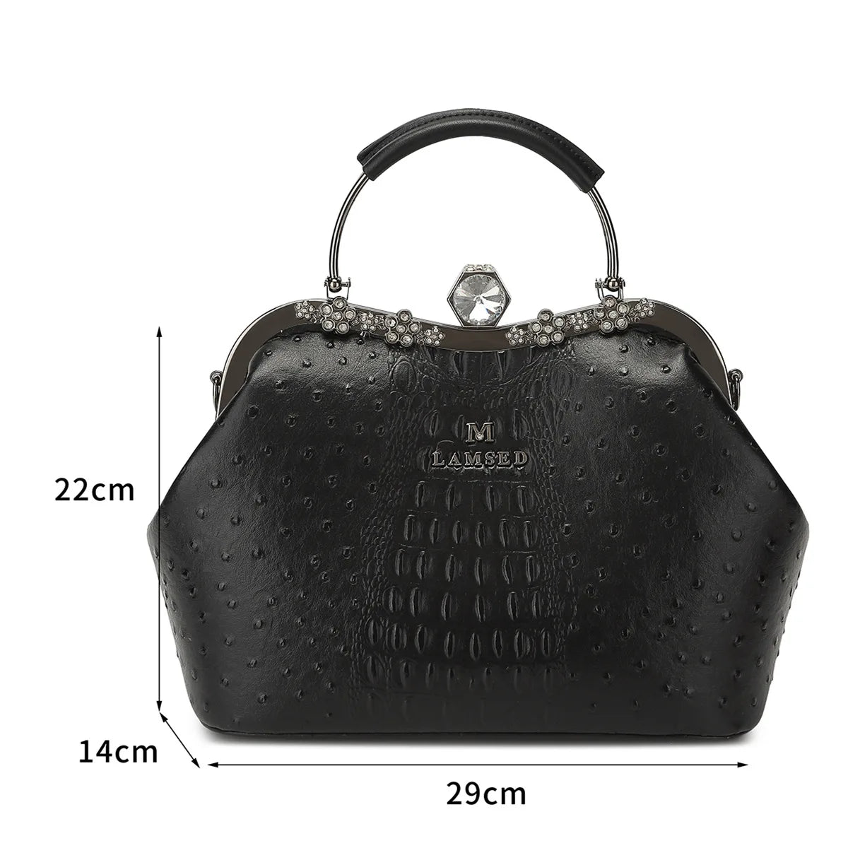 Lacquered Alligator-Pattern Bag with Diamonds - product photo 6