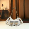 Rhinestone Multi-Pocket Hobo Bag, Chain-Strap Crossbody - product photo 1