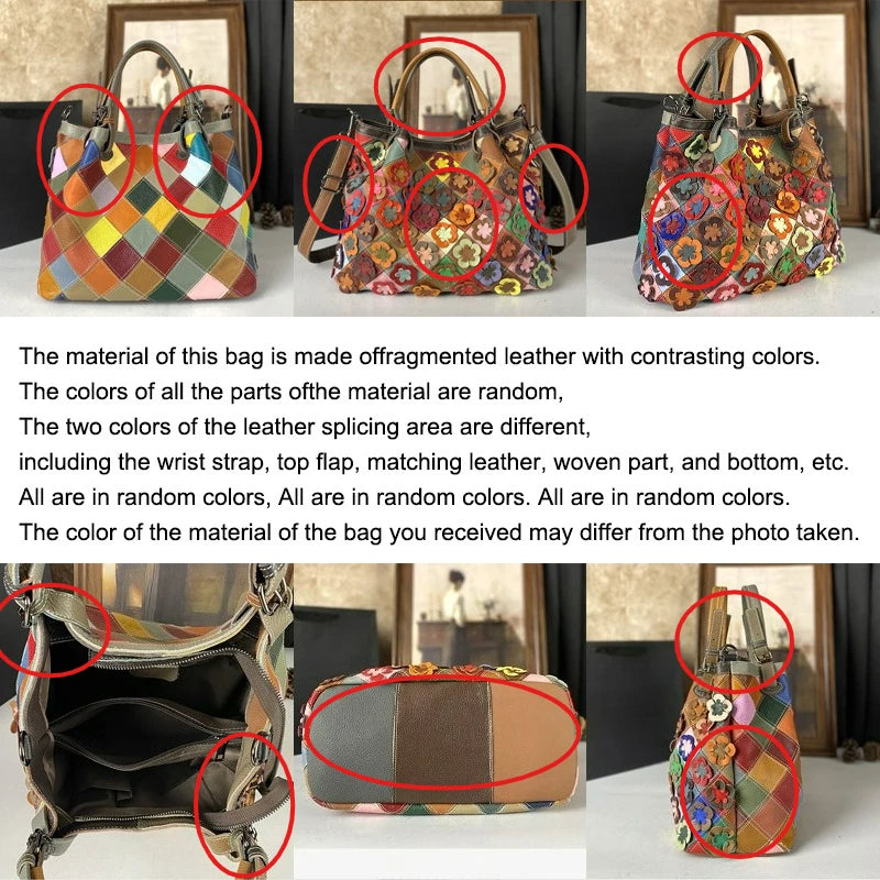 Top-Grain Cowhide Tote with Floral Applique - product photo 3
