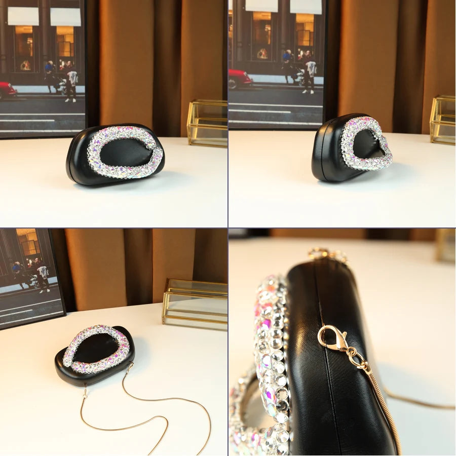 3D Round Evening Bag with Rhinestone Detail - product photo 6
